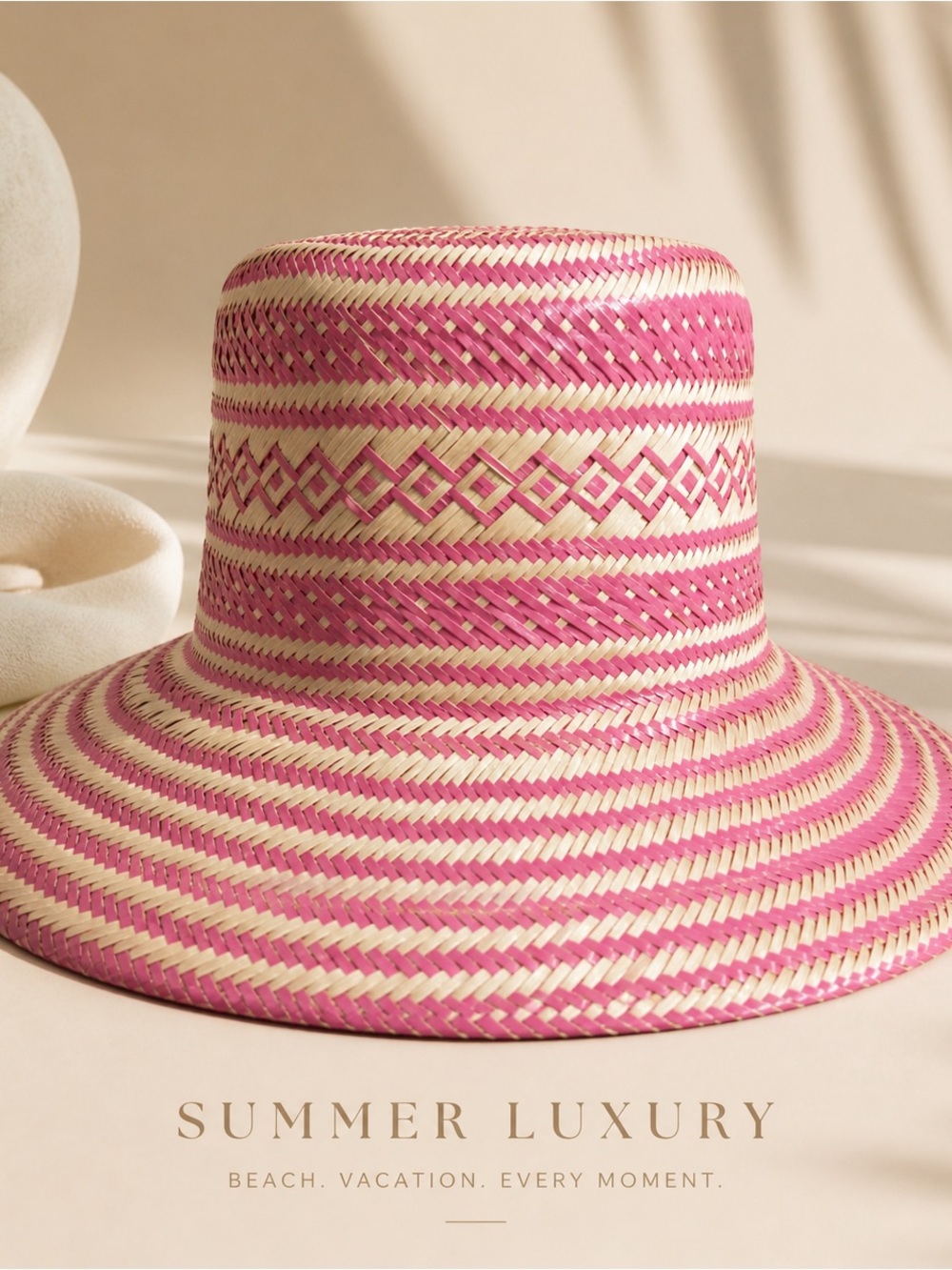 Pink Straw Wide Brim Sun Hat | Resort Vacation Beach Chic” - Picture 2 of 6